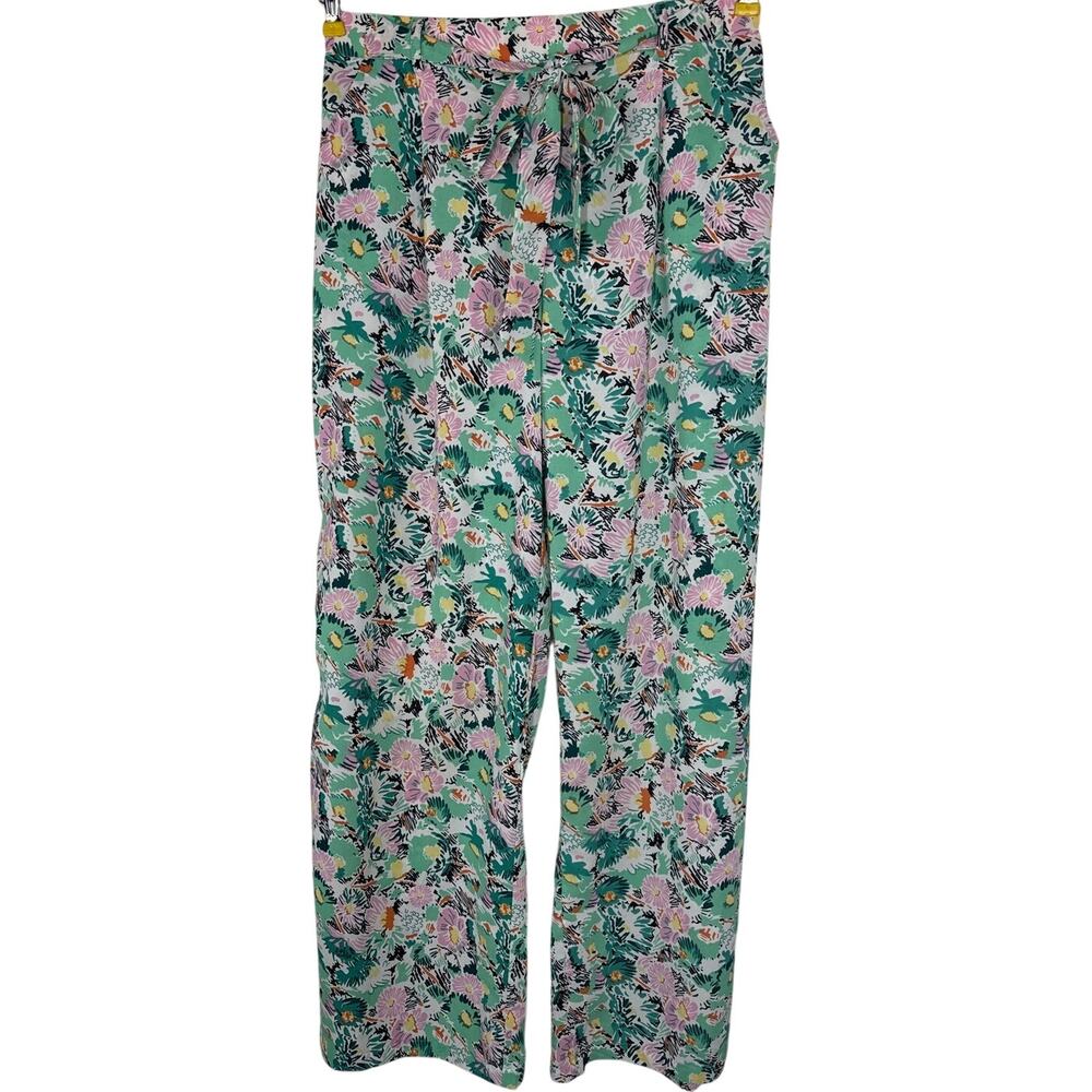 A.K. Anna Kay Floral Wide Leg Tie Waist Pants, Small